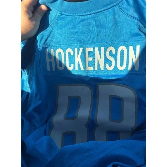 Detroit Lions Jersey Nike NFL On Field Mens XL Blue T.J. Hockinson Football - Picture 5 of 7
